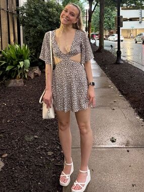 Vrg Grl Brown Patterned Mini Dress